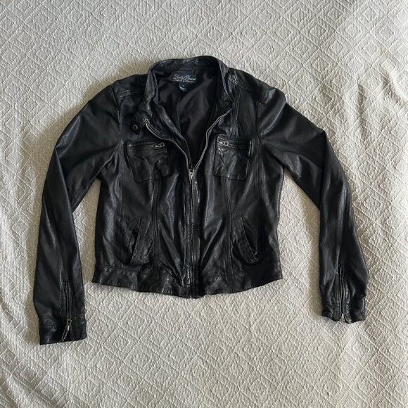 Lucky Brand Black Leather Jacket - Picture 3 of 6